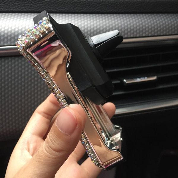 

cell phone mounts & holders crystal car holder women fashion rhinestone cellphone support air vent mount clip universal mobile accessories