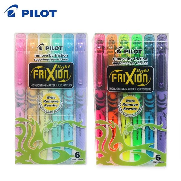 

highlighters pilot faixion erasable highlighter sw-fl marker friction rub student focusing light color 3/6 set, Black;red