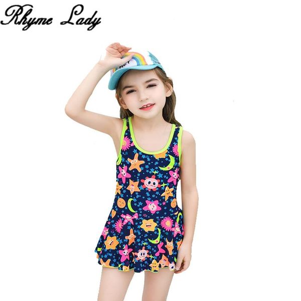 

one-piece suits rhyme lady children girl swimwear bodysuit baby printed bathing suit kids 2021 summer one piece teenage swimming