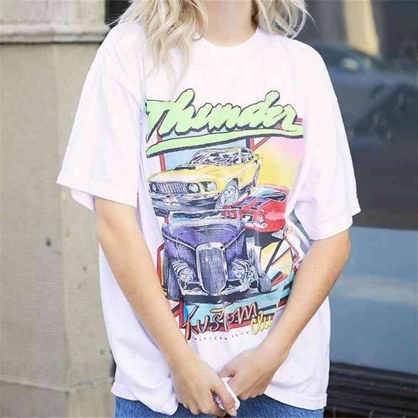 

summer vintage graphic tees 2021 new print female o neck short sleeve cotton tshirt chic harajuku casual oversized women t shirt, White