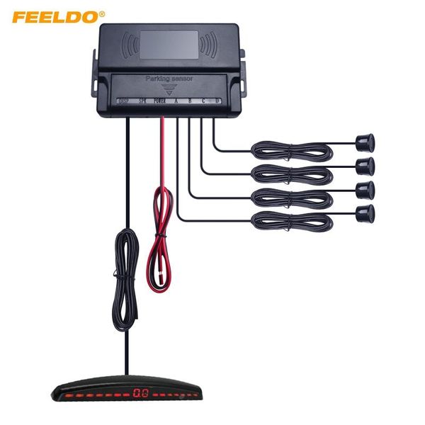 

car rear view cameras& parking sensors feeldo auto 22mm 4-sensor sensor reverse backup radar with led display aid system #hq2653