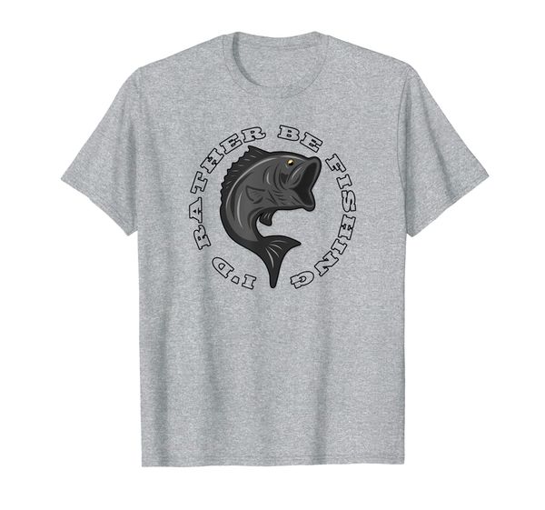 

i'd rather be fishing large mouth bass fish tshirt, White;black