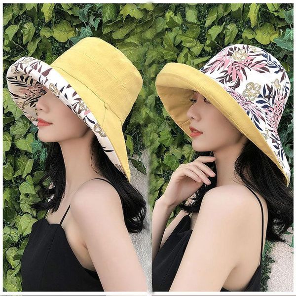 

fashionable hat female summer double fisherman sun shade one is equal to two wide brim hats, Blue;gray