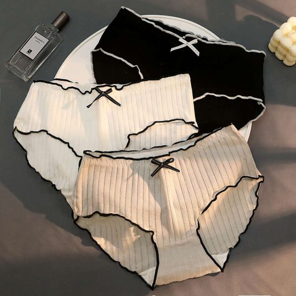 

underwear female pure cotton girl student black and white breathable bottoms pants head large briefs, Black;pink