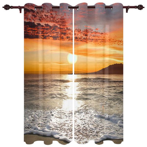 

window curtains sunset the sea living room closet kitchen bedroom translucent cotton and linen curtain & drapes