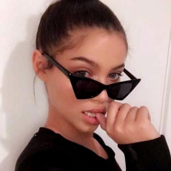 

sunglasses 2021 trendy pointed cat famous frame cute women black designer eye shades female plastic cool uv400 glasses beautiful, White;black