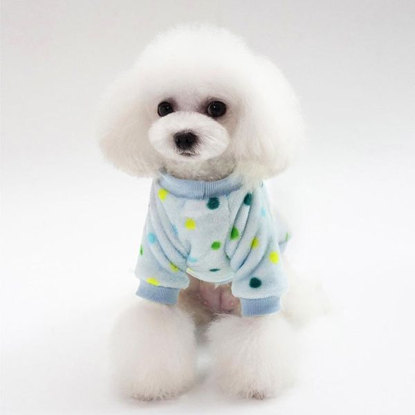

dog apparel fashion pet clothes dots design soft plush velvet jacket pullover sweater coat comfortable casual for autumn winter