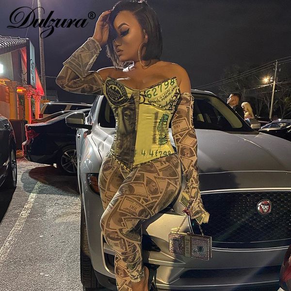 

dollar print patchwork women lace up corset tanks bustier bandage bodycon streetwear autumn winter club party, Black;white