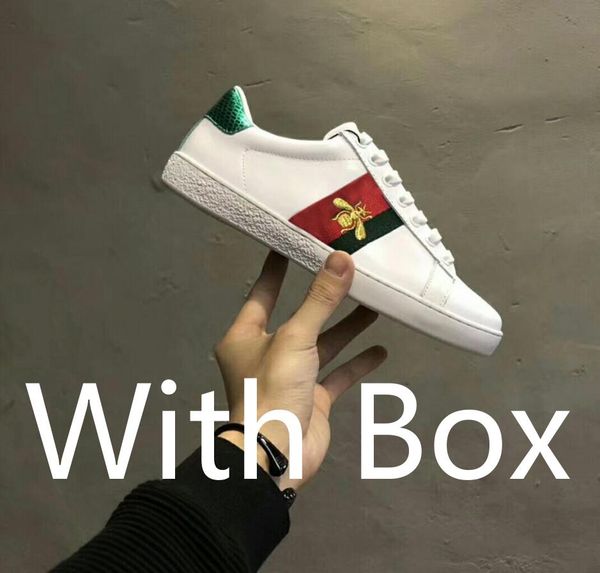 

[with box] mens casual shoes little bee white ace green red stripe italy tiger snake women sneaker trainers chaussures pour hommes, Black