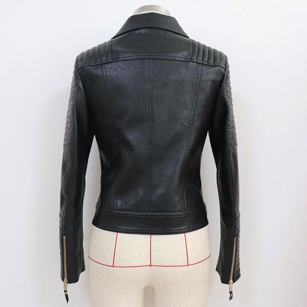

women's leather & faux 2021 est designer jacket rider biker women synthetic motorcycle, Black