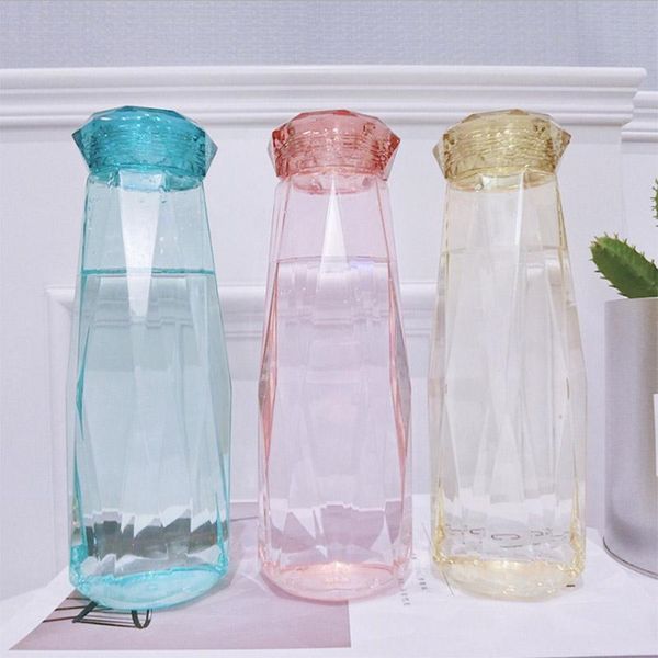 

water bottles 620ml my summer bottle diamond botle plastic botella de agua creative sport drinking garrafas shaker copo com canudo