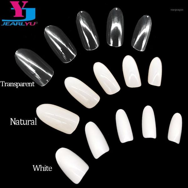 

x nail art tips clear/natural /white round sharp end false fake nails manicure artificial full fake1, Red;gold