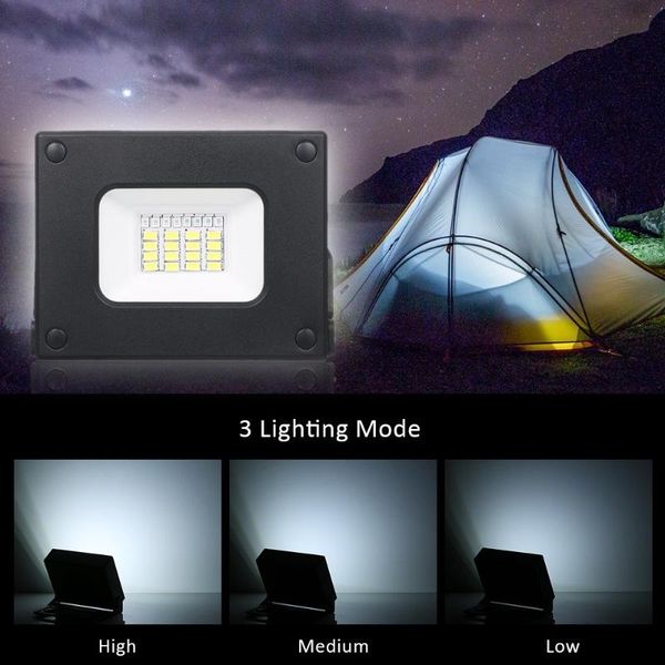 

portable lanterns led pocket floodlight mini power bank usb charging high bright 3 dimmable spotlight work light for outdoor camping hiki