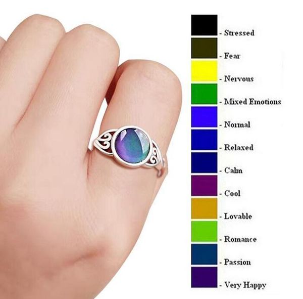 Anéis de banda de humor de tamanho misto de prata 925 mudam de cor de acordo com sua temperatura revelam sua emoção interior anel de dedo barato jóias em massa