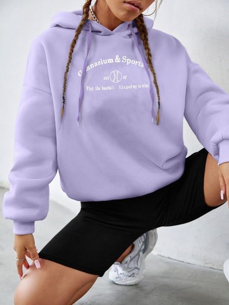 

slogan print drawstring hoodie e9wn#, White;black