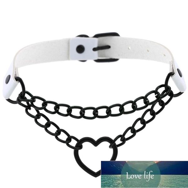 

kmvexo gothic harajaku black heart chain leather choker collar punk necklaces for women girls buckle chocker jewelry, Golden;silver