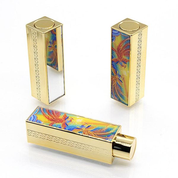 

storage bottles & jars 12.1mm empty 3d printing lipstick tube with mirror square gold/silver press bounce lip container packaging bottl