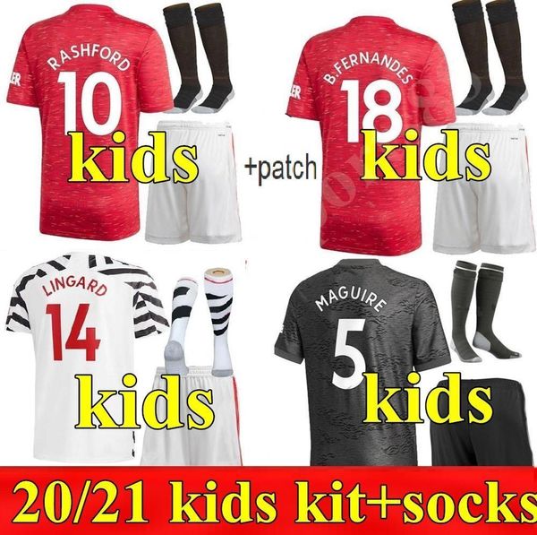 

2021 child manchester soccer jersey 3rd 20 21 jerseys utd pogba rashford lingard matic man football shirt united kids kit youth uniforms, Black