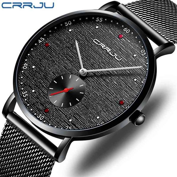 Relogio Masculino Crrju мужские часы роскошный бизнес водонепроницаемый тонкий сетка кварцевые наручные часы моды военные спорты мужские часы 210517