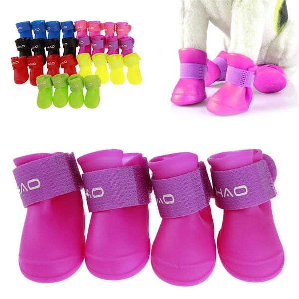 

dog apparel 2021 4 pcs/set 7 colours foot protective puppy shoe cat shoes waterproof non-slip rain boots pet supplies s-2xl