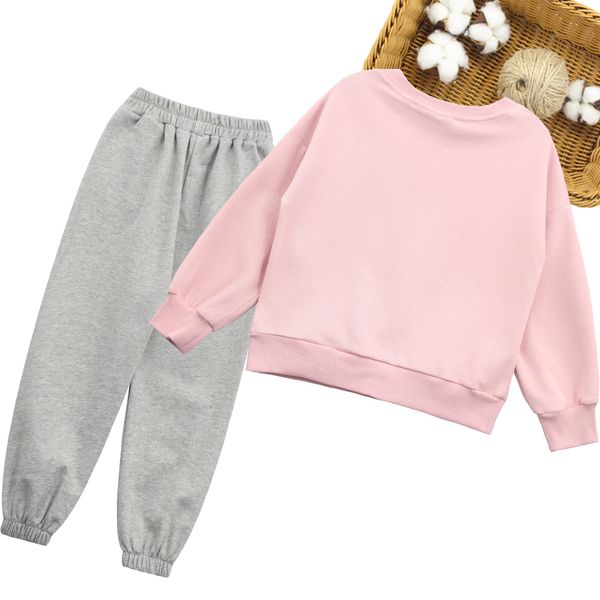 

girls sport clothes letter sweatshirt + pants girl clothes spring autumn girl clothing teenage childrens costume 6 8 10 12 14, White