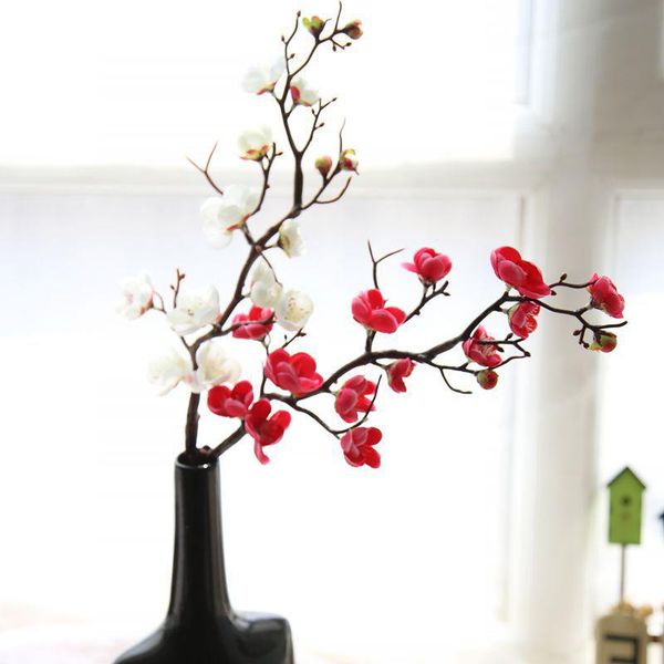 

decorative flowers & wreaths fake silk plum flower small berries artificial stamens cherry blossom home decoration wedding diy wreath gift