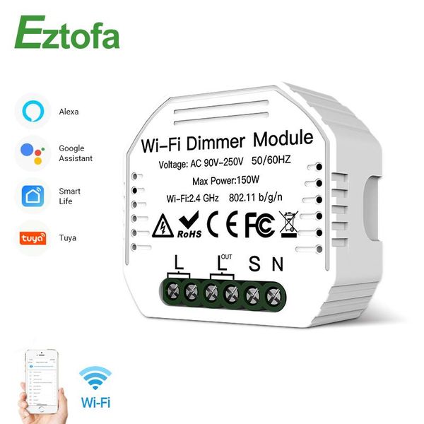 

smart home control diy wifi dimmer switch light led tuya app remote breaker module 1 gang 1/2 way works with alexa google