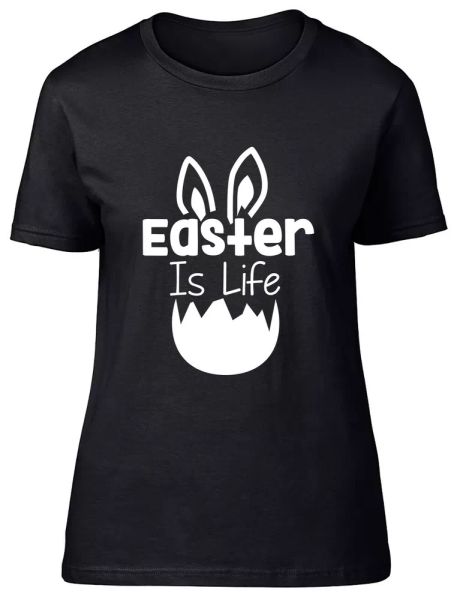 

easter is life fitted womens ladies t shirt, White;black