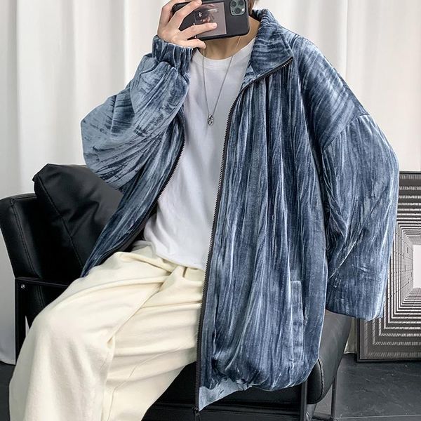 

men's jackets autumn gold velvet jacket fashion casual zipper men streetwear loose hip hop bomber outwear m-2xl, Black;brown