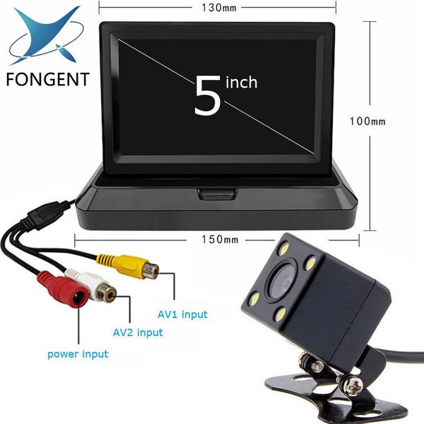

car video auto parking assistance rear view camera color lcd foldable monitor 5 inch tft screen rearview reversing