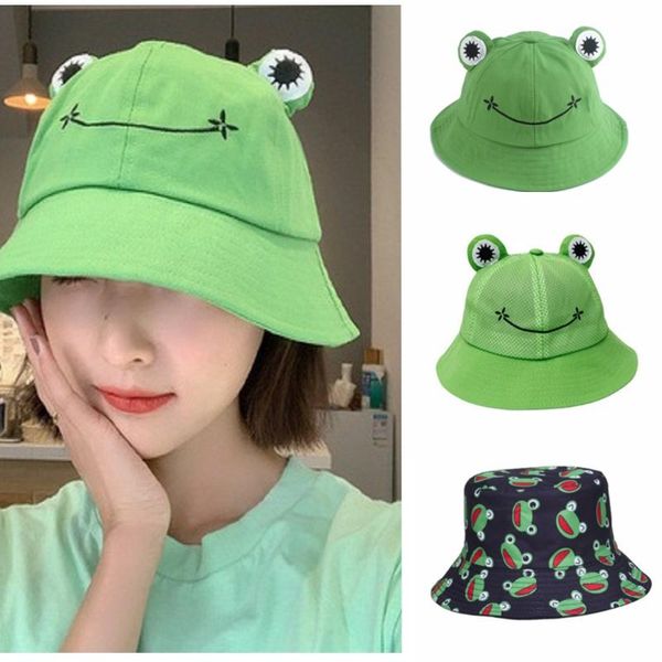 

wide brim hats fashion frog bucket hat summer for women autumn plain panama outdoor hiking beach fishing cap sunscreen female sunhat bob, Blue;gray