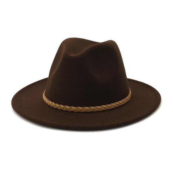 

berets brown leather belt decoration felt hats artificial wool blend fedora hat men women wedding party fashion pink jazz, Blue;gray