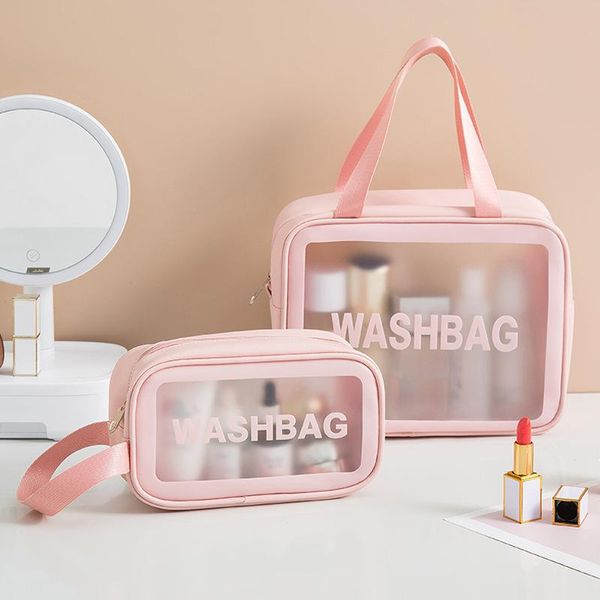 

storage bags travel wash bag 4 pcs suit portable waterproof pvc cosmetic large capacity translucent frosted makeup toiletries
