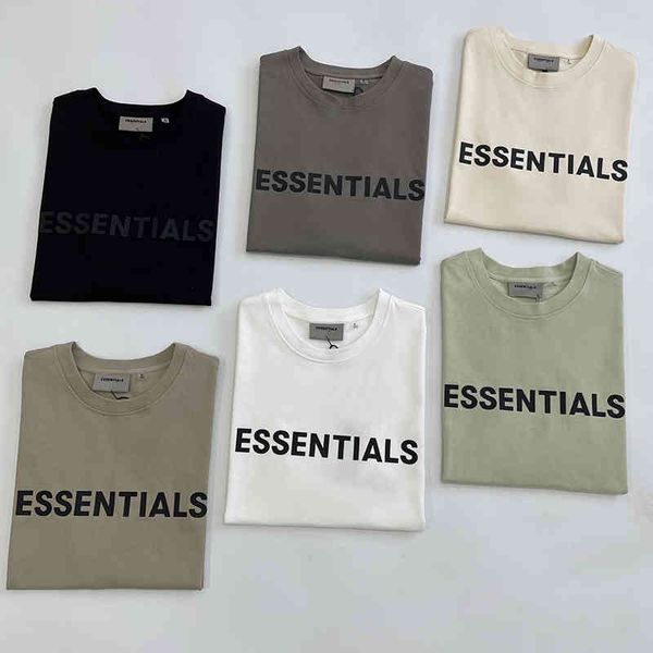 

men's t-shirts essentials t-shirt 100%1:1 loose quality summer men and women movement hip-hop cotton t shirts hdkf, White;black