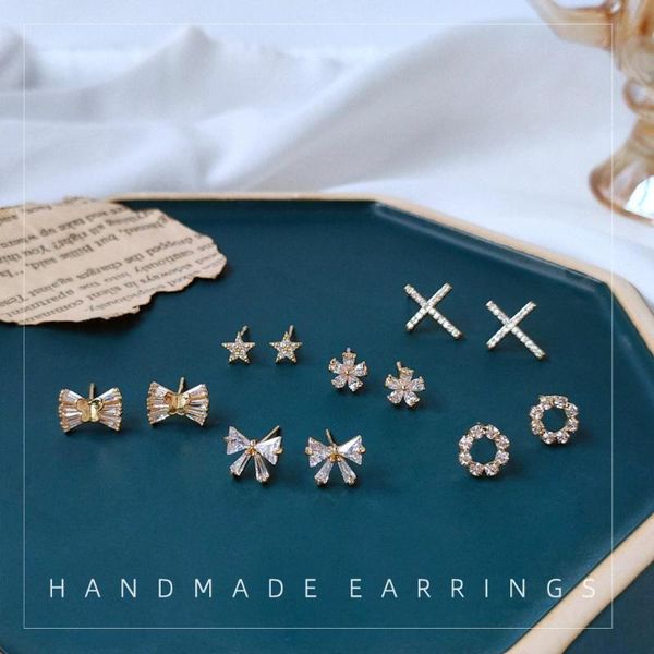 

luxury fashion simple stylish exquisite micro mosaic women earrings female wedding gift 1 pair 2021 kolczyki jewelry stud, Golden;silver