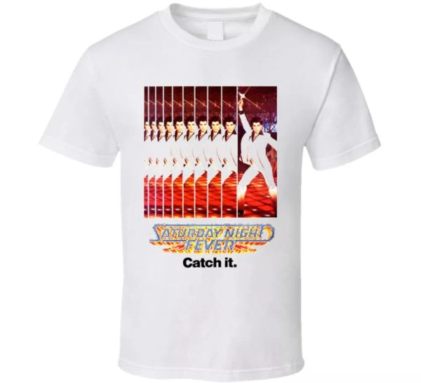 

saturday night fever john travolta disco 70s dance t shirt, White;black