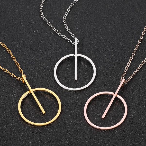 

simple big round pendant necklace women men minimalist 3 colors circle necklaces elegant collier femme 2021 fashion jewelry gift, Silver