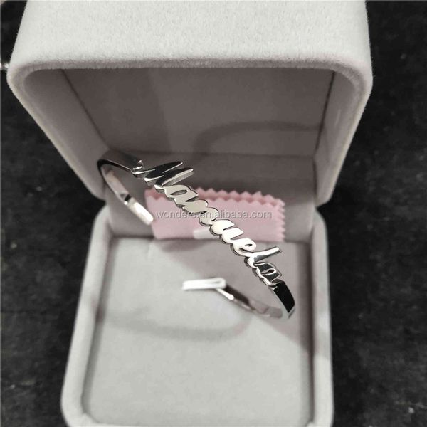 

new arrival customizable name adjustable bangle personalized bracelet stainls, Golden;silver