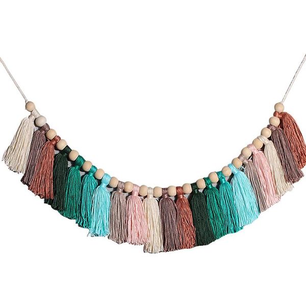 

10*210cm ins nordic rainbow tassel wall hanging ornaments high-quality cotton tassel pendant room decoration for gifts
