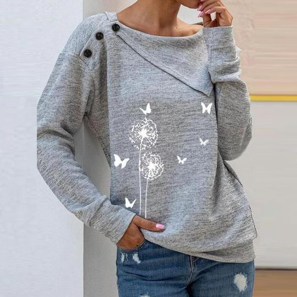 

elegant flower print blouse shirts women autumn fashion irregular pullovers ladies casual long sleeve women's blouses &, White