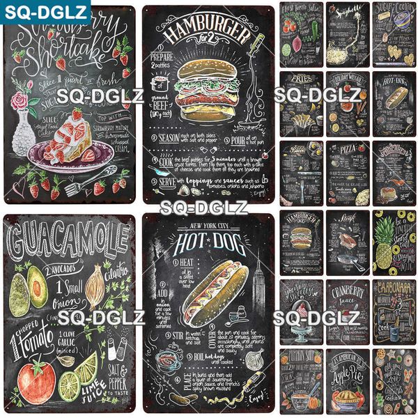 

panneau en mÃ©tal pour aliments, dÃ©coration murale, en Ã©tain, vintage, tableau noir, plaques de peinture, affiche de gÃ¢teau aux fruits