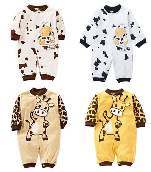 Tute Born Girl Boy Pagliaccetti Mucche Cute Cotton Sleepwear Manica lunga Autunno Cartoon Cow Pagliaccetto per neonati 0-24M regalo