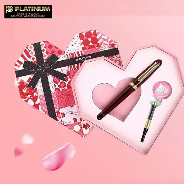 

platinum japan valentine's day gift box #3776 century 14k gold fountain pen and ink set pens