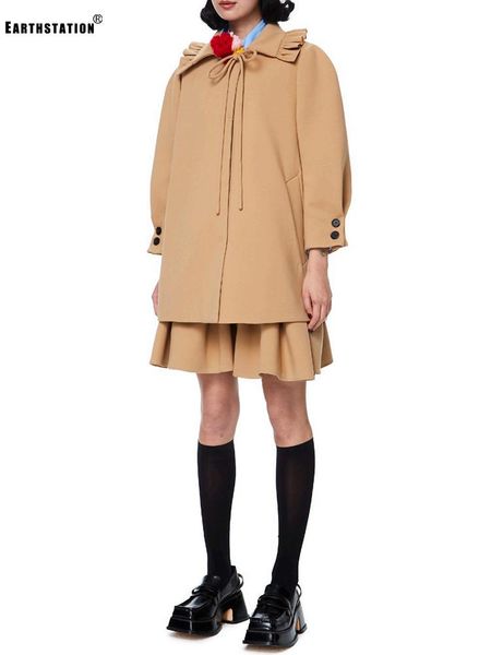 

casual dresses heavy craftsmanship, frills, laces, lotus leaf collar, loose cotton and linen, short dress, women's autumn fashion, Black;gray