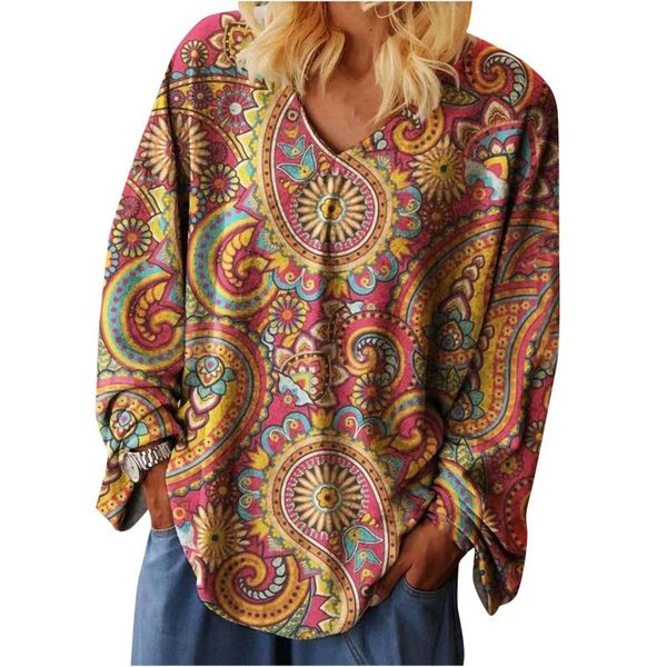 

women o-neck bandanna long sleeve t shirts lady autumn and winter cashew flower print female soft casual blouse 2021, White