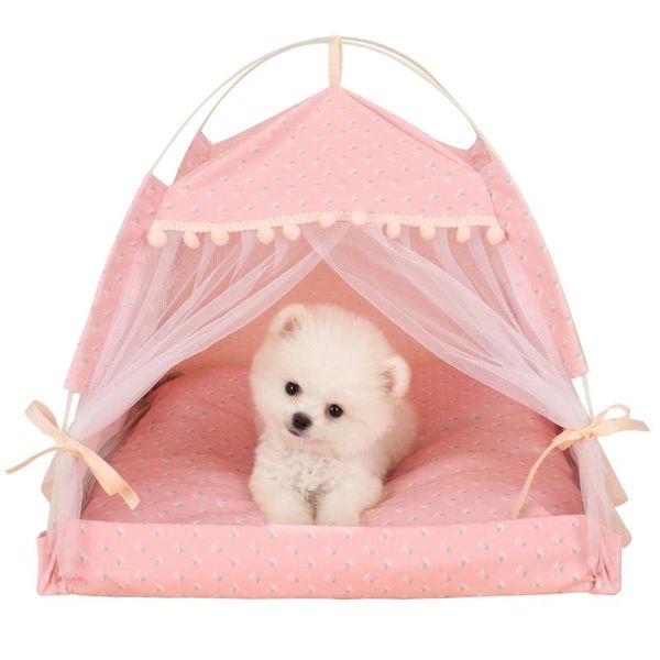 

kennels & pens portable cozy kitty bed kennel for small dogs puppy cats pet dog tent house flower print enclosed cat indoor folding