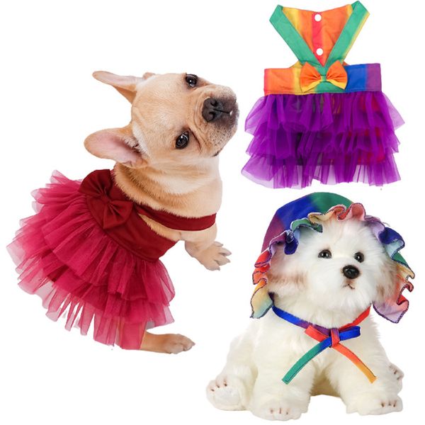 

summer pet skirt comfortable and breathable dog strap gauze suit cloth