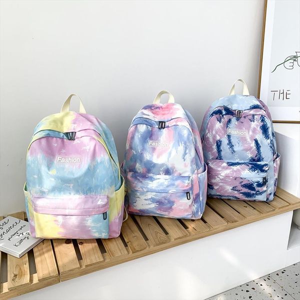 

fashion colorful pattern school shoulder bag for teenager girls casual oxford cloth zipper bagpack outdoor travel women backpack