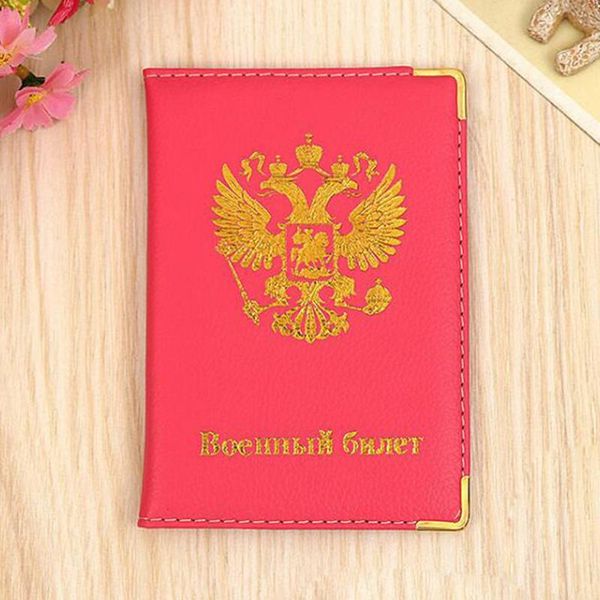 

card holders russian emblem travel passport cover women men holder case pu leather business trip document wallet, Brown;gray