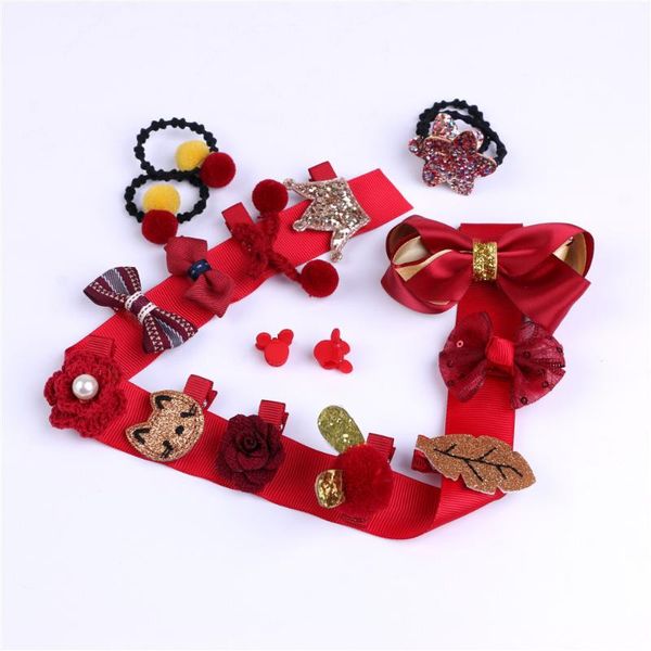 

hair accessories 18-piece korean barrettes children's shape baby gift box girl full set, Slivery;white